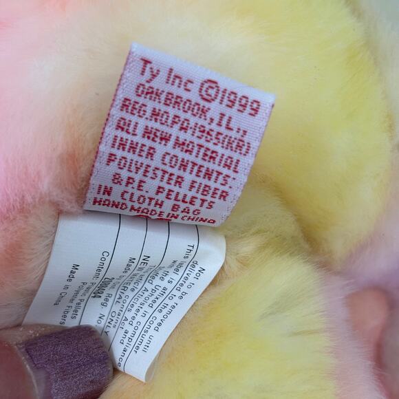 Ty Beanie Buddies Peace Bear Plush Pastel Tie Dye 1999 VTG With Tags 14 Inch - Picture 10 of 10